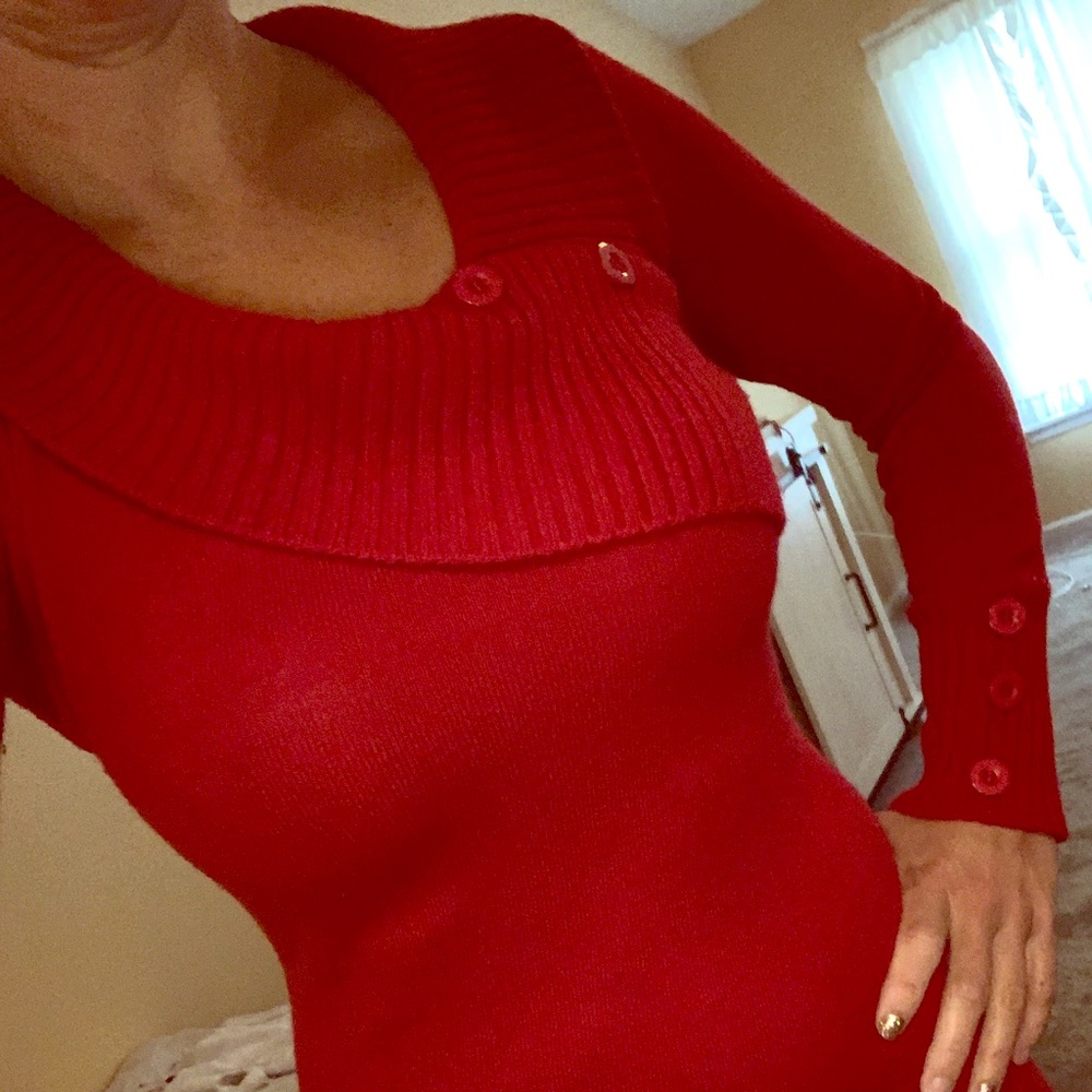 Red sweater dress